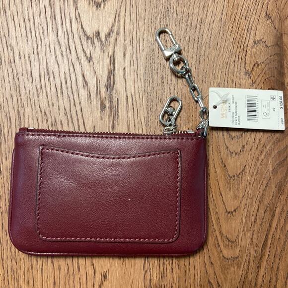 NWT MSRP$128 MICHAEL MICHAEL KORS
Parker Small Leather Zip Card Case Merlot - Picture 2 of 3